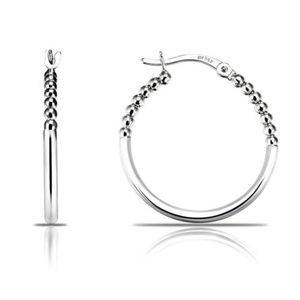 .925 STERLING SILVER 1" INCH HOOP WOMEN'S EARRINGS